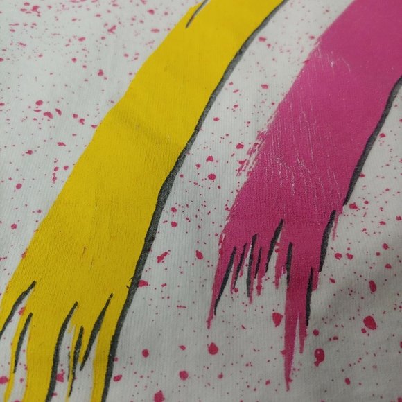 Vintage The Body Co Unisex 2XL Single Stitch T Shirt Geometric Paint Splash Pink - Picture 6 of 11